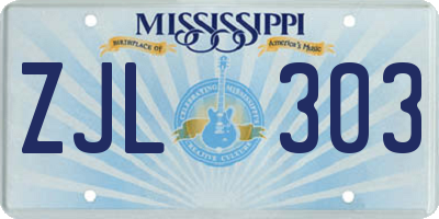 MS license plate ZJL303