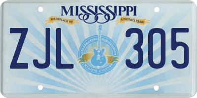 MS license plate ZJL305