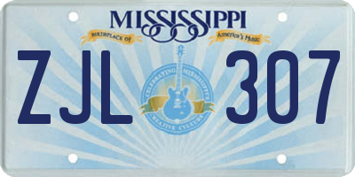 MS license plate ZJL307