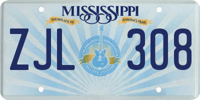 MS license plate ZJL308