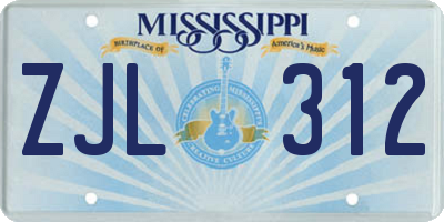 MS license plate ZJL312