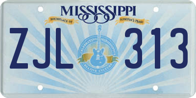 MS license plate ZJL313