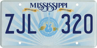 MS license plate ZJL320