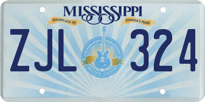 MS license plate ZJL324
