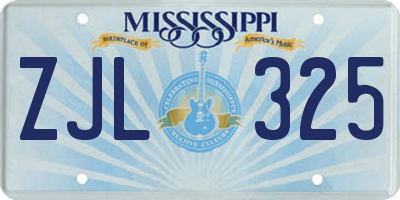 MS license plate ZJL325