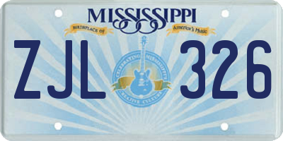 MS license plate ZJL326