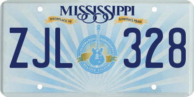 MS license plate ZJL328