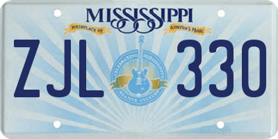 MS license plate ZJL330