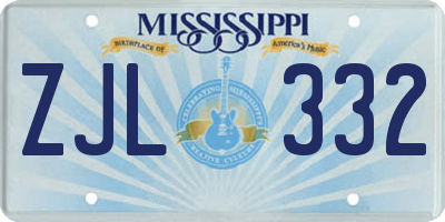 MS license plate ZJL332