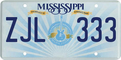 MS license plate ZJL333