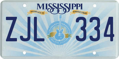 MS license plate ZJL334