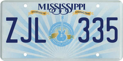 MS license plate ZJL335