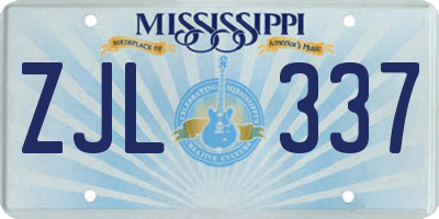 MS license plate ZJL337