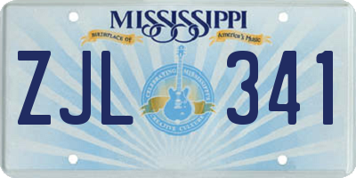 MS license plate ZJL341