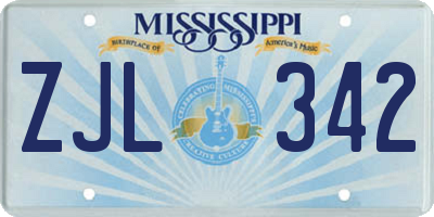 MS license plate ZJL342