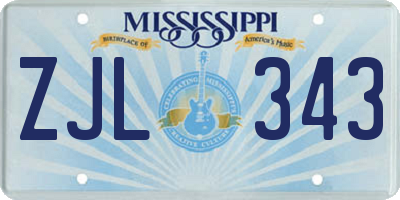 MS license plate ZJL343