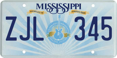 MS license plate ZJL345