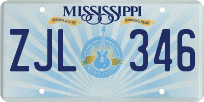 MS license plate ZJL346