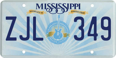 MS license plate ZJL349