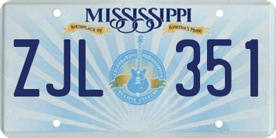 MS license plate ZJL351