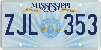 MS license plate ZJL353