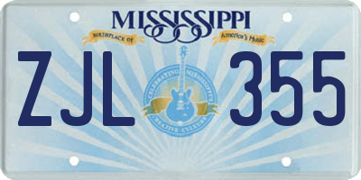 MS license plate ZJL355