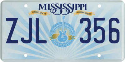 MS license plate ZJL356