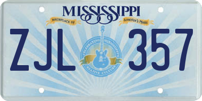 MS license plate ZJL357
