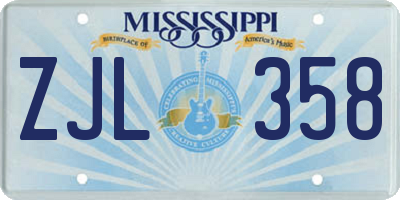 MS license plate ZJL358