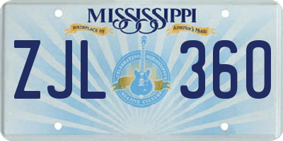 MS license plate ZJL360