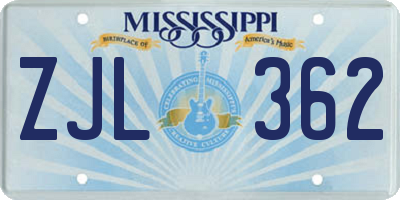 MS license plate ZJL362