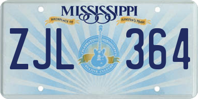 MS license plate ZJL364