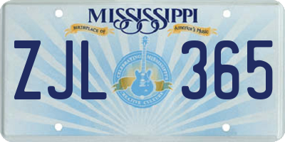 MS license plate ZJL365