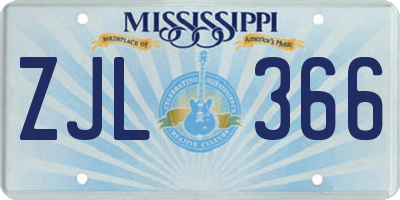 MS license plate ZJL366