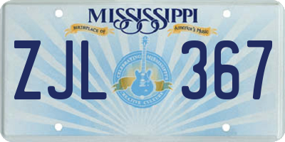 MS license plate ZJL367