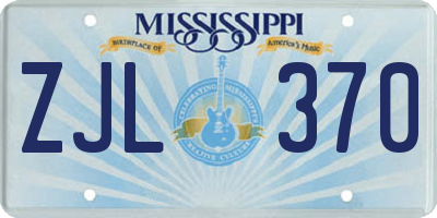 MS license plate ZJL370