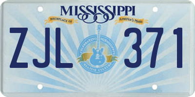 MS license plate ZJL371