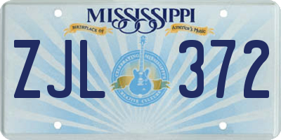 MS license plate ZJL372