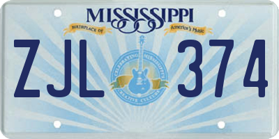 MS license plate ZJL374