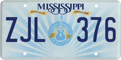 MS license plate ZJL376