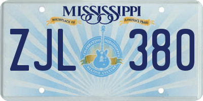 MS license plate ZJL380