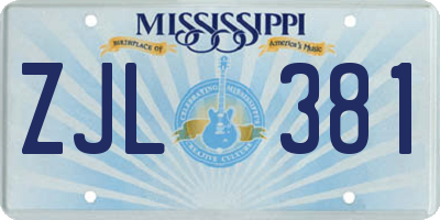 MS license plate ZJL381
