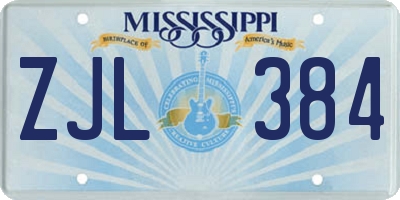 MS license plate ZJL384