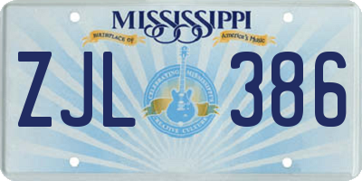 MS license plate ZJL386
