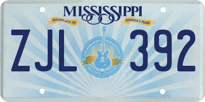 MS license plate ZJL392