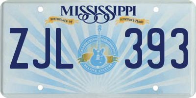 MS license plate ZJL393