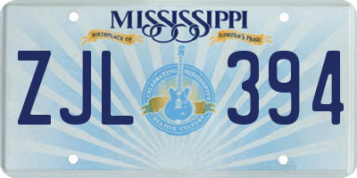 MS license plate ZJL394