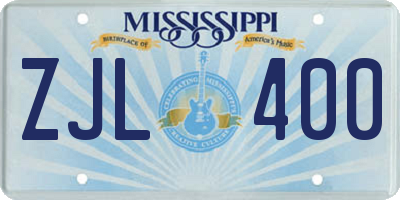 MS license plate ZJL400