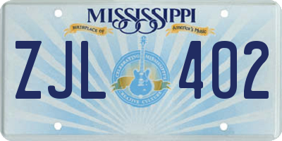 MS license plate ZJL402