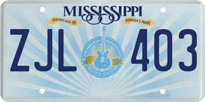 MS license plate ZJL403